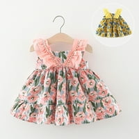 Djevojke toddlere haljine bez rukava sa rukavima cvjetni print ruffles haljina za princeze plesne zabavne