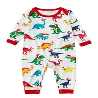 Gwiyeopda Family Božićni pidžami postavio roditelj-dijete Dinosaur s dugim rukavima s dugim rukavima