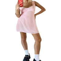 Žene Ljeto Ležerne mini haljine čipkasti kraj V-izrez bez rukava s kratkom haljinom modne haljine