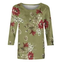 Lulshou Womens Ljetni vrhovi, ženska modna tiskana labava majica rukava cvjetna okrugla vrat casual