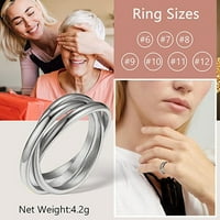 ZTTD modna dekompresija tri prstena rotirajuća prstena od nehrđajućeg čelika Srebrni prstenovi za vjenčani