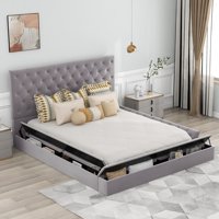 SessLife Queen veličine platforma okvir kreveta sa prostorom za odlaganje, fondacija madraca, nije potreban