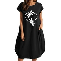 Haljina za bljeskanje za plus veličine Žene Srce Odštampene haljine kratkih rukava Žene Ljetne okrugle