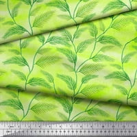 Soimoi Green Poly Georgette Tkaninski borovi listovi tiskani tkaninski dvorište širom