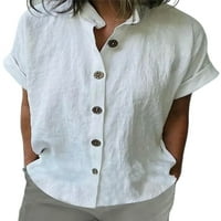 Ženska majica rever vrat Ljetna bluza kratki rukav vrhovi boemske tuničke košulje Worl Yellow XL