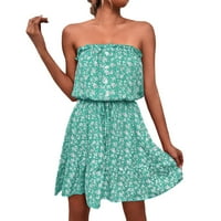 Petort ženske casual haljine T majice haljine kratki rukav plaža Swing Haljina Green, XL