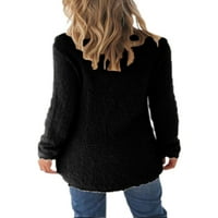 Fluffy džemperi za žene zimski pulover vrhove tunike CREW izrez u boji Ležerne prilike za slobodno vrijeme,
