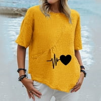 ZODGGU Plus pamučne majice za žene Trendy Trendy kratki rukav ženski vrhovi EKG Love Print Bluza Ljetni