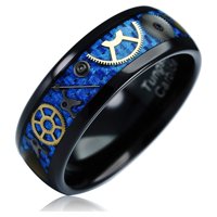 100s nakit crni volfram prsten za muškarce Gledajte zupčanik plavi karbonski vlakni u inlaidu vjenčani vezan za vjenčanje 6-