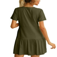 Luxplum žene sanduress Solid Color Mini haljine posade za majicu, haljina ležerna ljetna vojska zelena