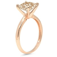 CT briljantna princeza Clear Simulirani dijamant 18k ružičasto zlato pasijans prsten sz 5.25