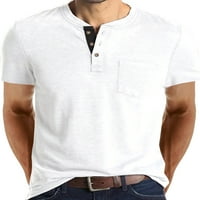 Hanerdun muškarci Ležerne prilike majice Male pune boje majica s kratkim rukavima bijela 2xl