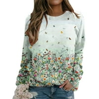 Levmjia Ženska košulja, vrhovi plus veličina modni casual cvjetni print okruglih rukava s rukavima TOP