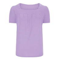 Žene Ležerne prilike za majicu Summer Fashion Square Crt Majice Swing Hem bluza Vježba kratkih rukava