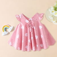 TOSMY Little Child Chirty Haljina Djevojke Odjeća s kratkim rukavima crtani cvjetni haljina Flying haljina