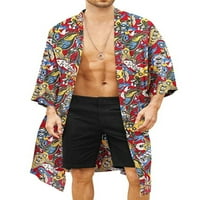 Beiwei Muški labavi fit za zaštitu od sunca T majica rukav modni poklopac cvjetni ispis sportski ljetni