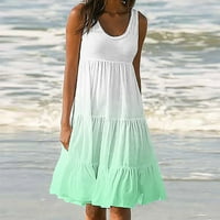 CAVEITL Ljetne haljine, žene ljetni casual okrugli vrat plaža bez rukava bez rukava mint zelena, m