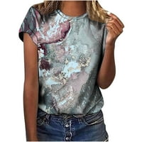 Ženski ljetni vrhovi modni casual labavi gradijentni mramorni kameni stil tiskane kratke majice kratkih
