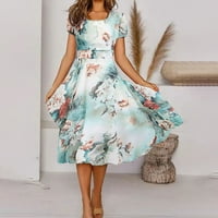 Corashan Fashion Ženska haljina, Ženska ljetna casual moda cvjetni ispis kratkih rukava V-izrez Swing