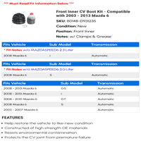 Prednji unutarnji CV komplet za čizme - kompatibilan sa - Mazda 2012