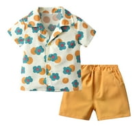 Odjeća za mlade za dječake Toddler Kids Baby Boy cvjetni kratki rukav spusti majicu Ležerne hlače za