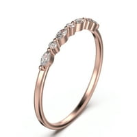 0,14CT Petite Versailles Diamond Moissanite prsten za vjenčanje 10k Rose Gold