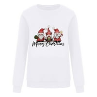 Ženski modni labavi božićni print okrugli zvezni džemper hot6sl44866476