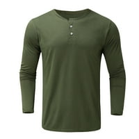 Army Green Havajska majica za muškarce Muška jesen i zimska ležerna labava višestruka gumb Solid Boja