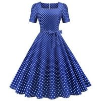 Ženske oblače žene kratkih rukava 1950-ih Domaćica večernja party mamurska haljina plava