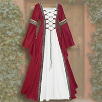 Zermoge Maxi haljine za žene dame Ženske vintage srednjovjekovne podne duljine renesanse gotičke cosplay