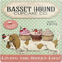 Basset Hound Cupcake Poster Metal Tin znak, živjeti slatki život, pas aluminijski limenci za kosiju