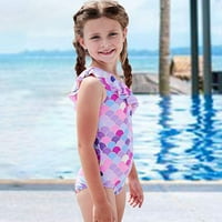 4-12Dod velike djevojčice Mermaid Vage Jednodijelni kupaći kupaći kostimi s jednom ramenu ruffle kupaći