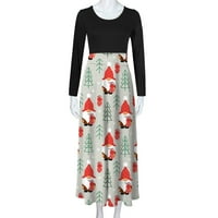 Ženske maxi haljine 3D cvjetni sandress spajanje dugih rukava O-izrez casual roomComing Swing haljina