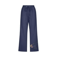 Yuwull Womens Capri pantalone za ljetnu elastičnu struku s džepovima posteljina povremena čvrsta joga