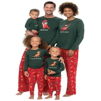 Božićne pidžame za obiteljski crtani dinosaur tiskani dugih rukava hlače xmas podudaranje noćne odjeće