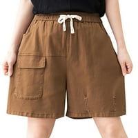 Ženske labave ležerne pakovanja Emiodpoh Široke pantalone Hlače Ženske kratke hlače Zeleni XL