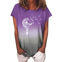Ženska labava ugodna majica Top modne žene gradijentno suncokret Ispis O-izrez kratkih rukava majica
