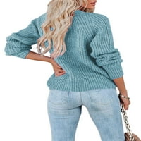 Glookwis Ženske kardigane Solid Color Topli džemper Ležerni Pleteni džemperi sa džepovima V izrez svijetlo