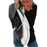 Pad dukseva za žene modni casual crewneck dugih rukava pulover Stripe Side Split bluza labava fit tamno