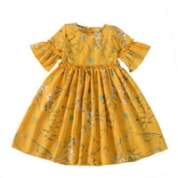 Luxsea Ljeto TODDLER Baby Girls Ruffle cvjetna haljina casual slatka haljina s kratkim rukavima, 3-7t