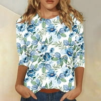 Ženski vrhovi, ljetni čišćenje Ženski print dugih rukava Labava bluza Ležerne majice O-izrez Tee Tunic
