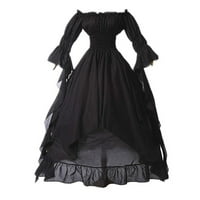 Jedno ramene rucked maxi haljina za žene dugi ruffle rukave duljine kozmetičke haljine vinatge renesanse