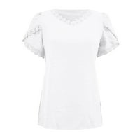 Gubotare Ženske vrhove Dressy Casual Women Ljetni ruffle TRIM izrez rezervoara Dvokrevetna obložena Chiifon bluze, bijeli l