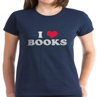 Cafepress - Volim knjige Ženska tamna majica - Ženska tamna majica