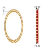Laboratorija je stvorila rubin puni vječni prsten, zlatni prsten sa perli za žene, 14k žuto zlato, SAD