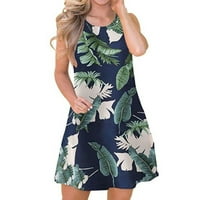 Baycosin haljine za žene Ljeto za plažu cvjetni majirz-mashirt sundress bez rukava bez rukava casual