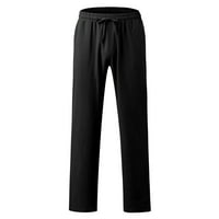 Iopqo Muške casual pantalone muške casual pune dužine ravne hlače džepne pantne pantalone crne xl
