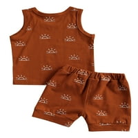 Wayreren USA Baby Outfit Set Sun Print Tank Top + Hlače za dječje dječake Djevojke