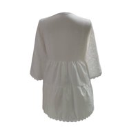 Ženske ljetne haljine za žene labave zabave tiskane V-izrez Srednja rukava za sunčanje bijela 2xl