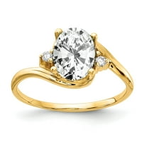14k žuto zlato 8x ovalni kubični cirkonijski aa pravi dijamantni prsten